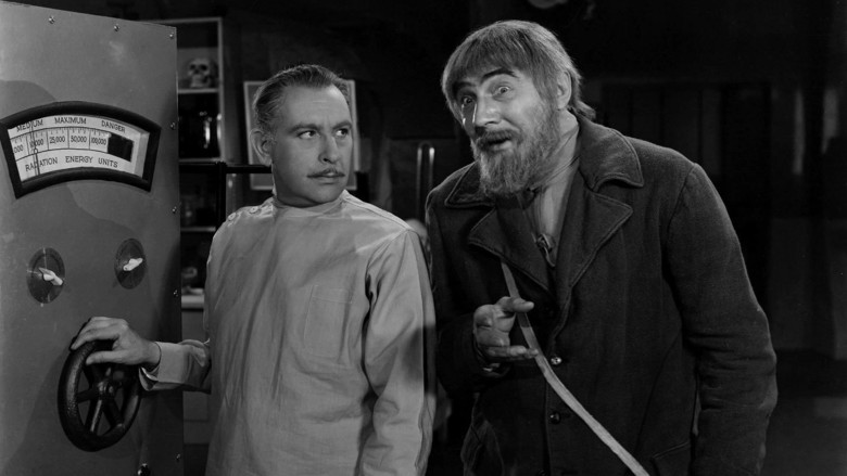 Cedric Hardwicke as Dr. Ludwig Frankenstein (left) and Bela Lugosi reprising Ygor (right) in <i>The Ghost of Frankenstein</i> (1942)